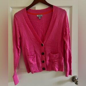 JCPenney Pink Button-Up V-Neck Cardigan
